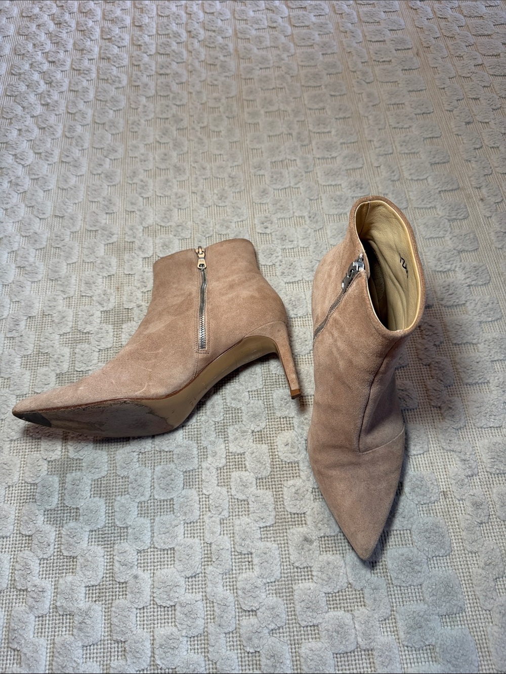 rag & bone Suede Pointed-Toe Ankle Boots in Blush